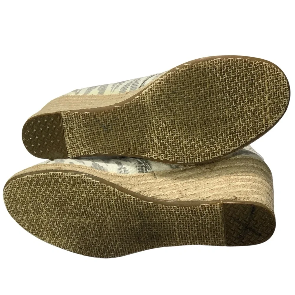 Tom’s Rattan Lace Up Wedge White Grey